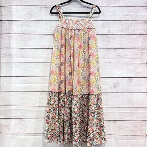 Paul & Joe Paris Floral Maxi Dress Size 12 Tiered Boho Cottagecore Sleeveless